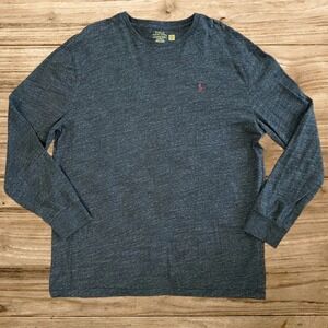 Polo Ralph Lauren Long Sleeve T-Shirt Men's XL 100% Cotton Black Wash Red Pony